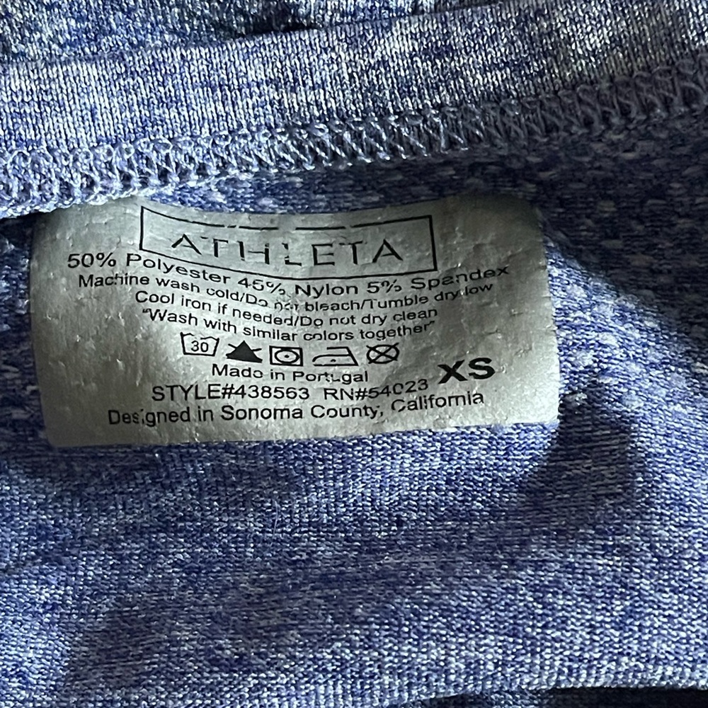 Athleta Womens Workout Heather Blue Purple Fastest Track Tee Shirt Top EUC - Picture 3 of 3